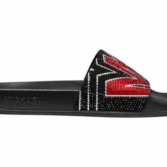 Michael Kors Gilmore Slides Red & Black Crystals - Picture 4 of 7